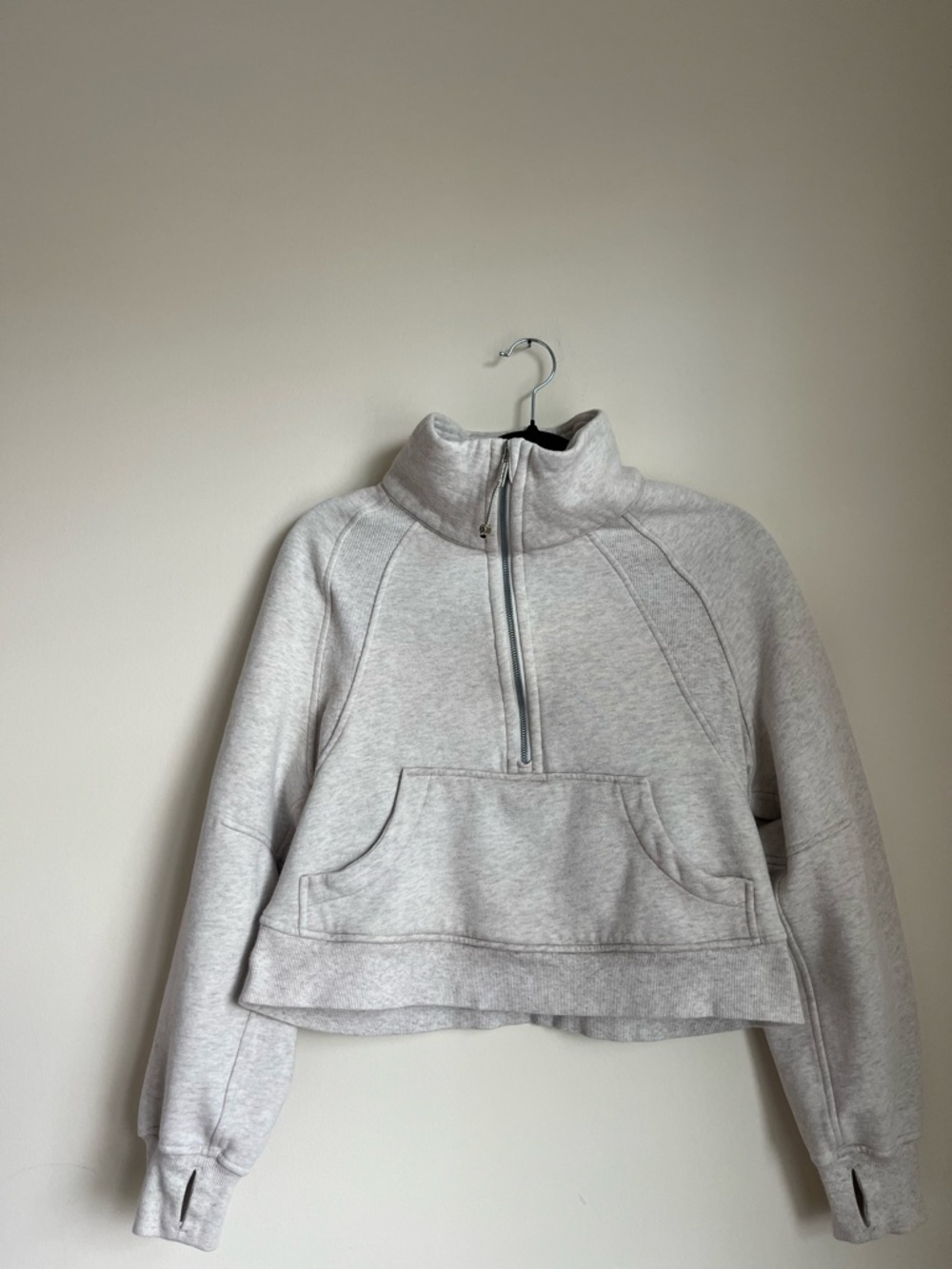 Scuba Oversized Funnel-Neck Half Zip -Light Gray Half